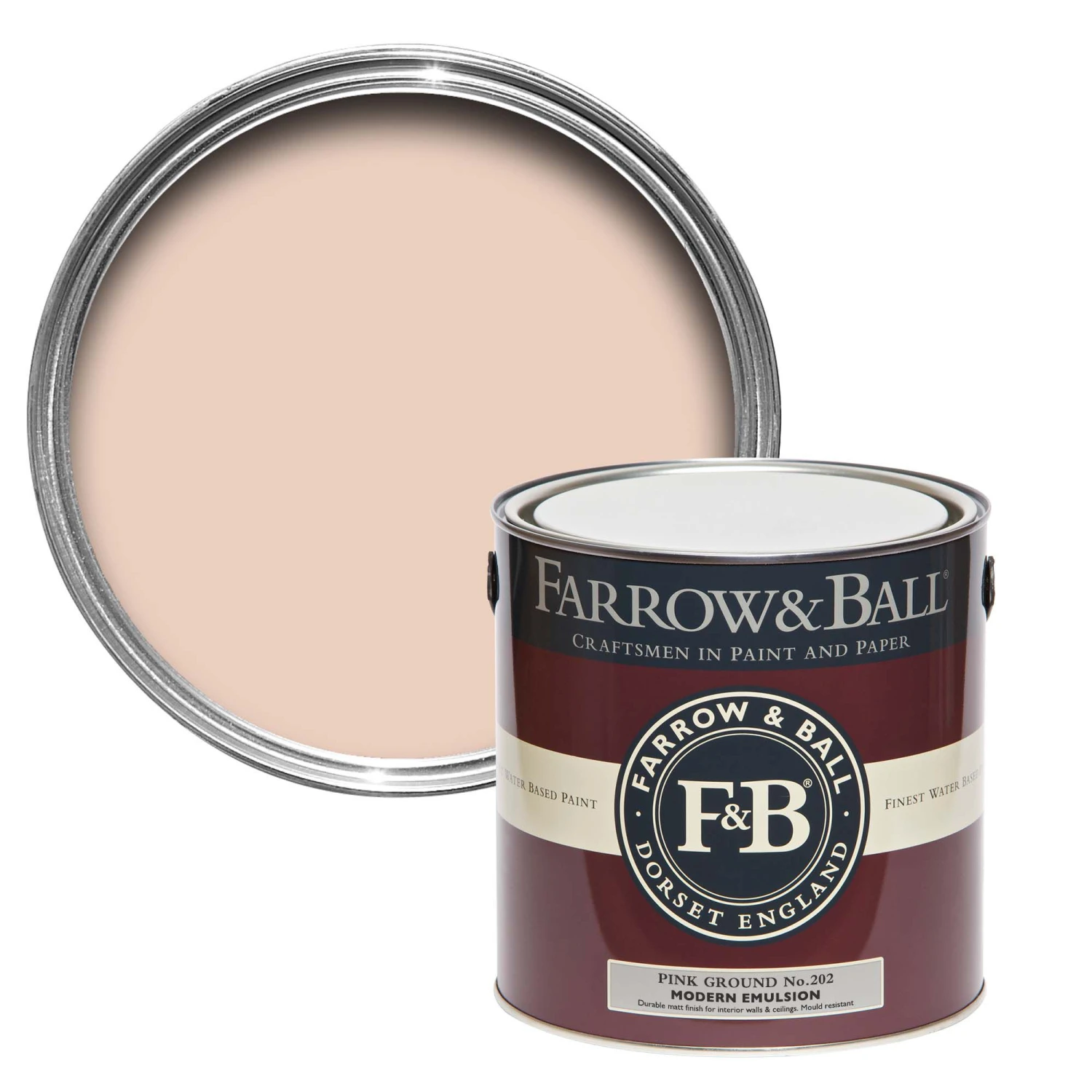Farrow & Ball Modern Pink Ground No.202 Matt Emulsion Paint, 2.5L 3 Farrow & Ball Modern Pink Ground No.202 Matt Emulsion Paint, 2.5L