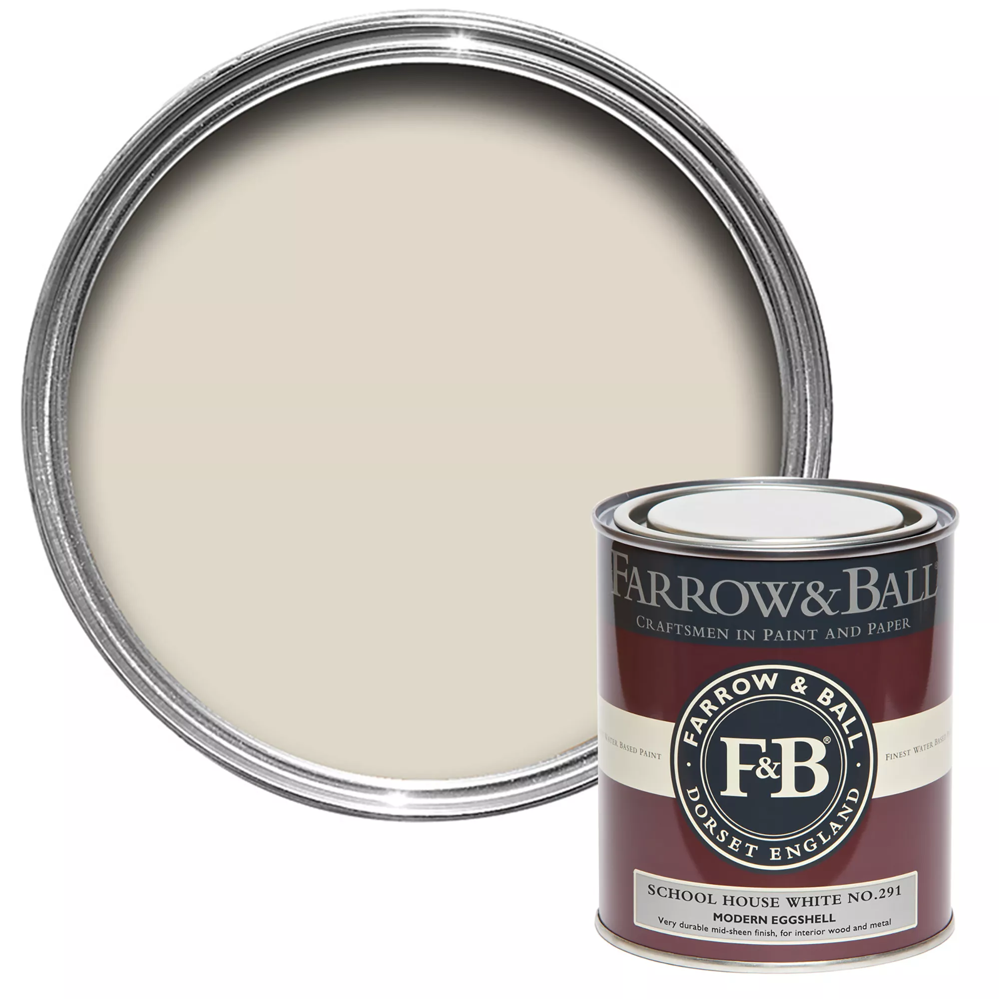 Farrow & Ball Modern School House White No.291 Eggshell Paint, 750ml 3 Farrow & Ball Modern School House White No.291 Eggshell Paint, 750ml