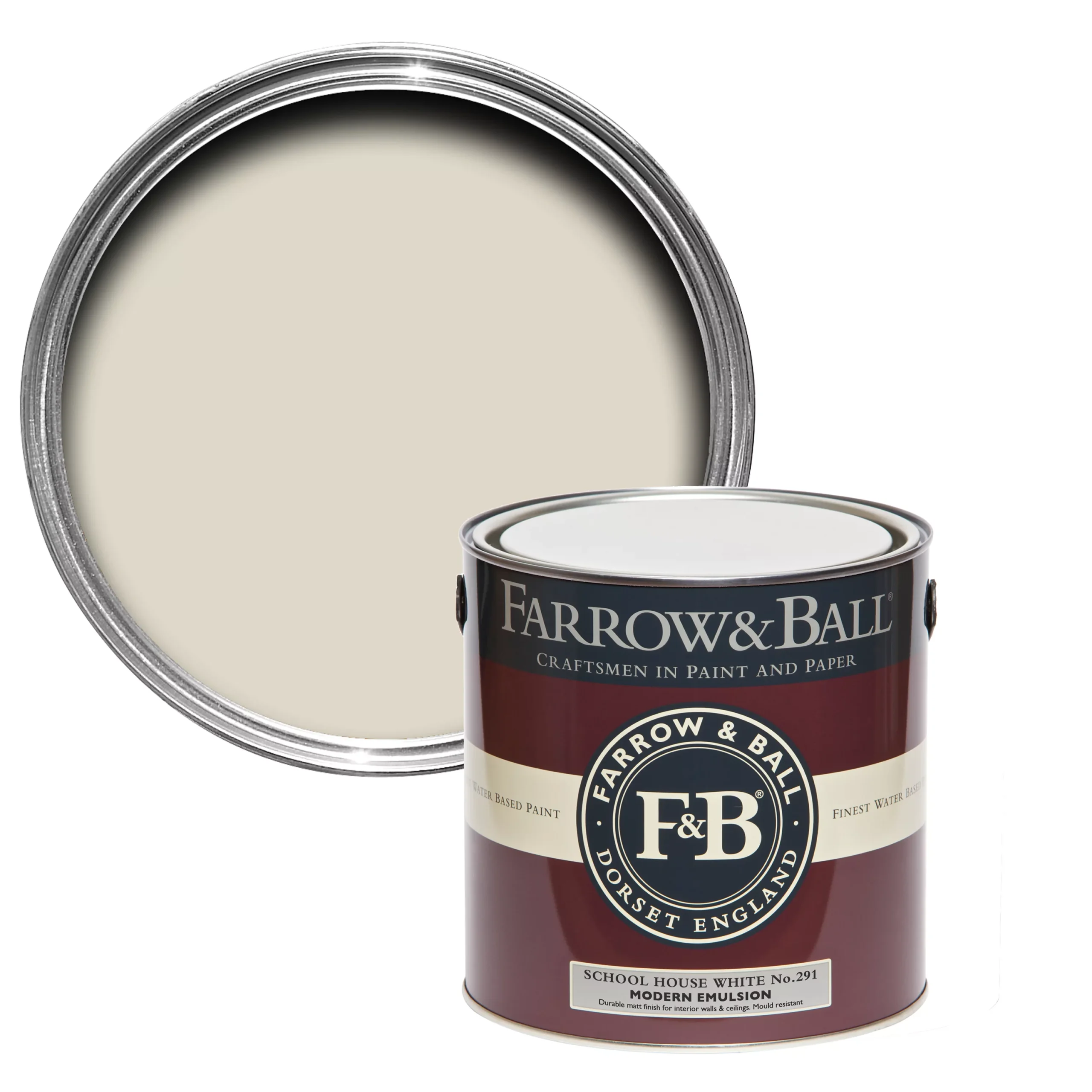 Farrow & Ball Modern School House White No.291 Matt Emulsion Paint, 2.5L 3 Farrow & Ball Modern School House White No.291 Matt Emulsion Paint, 2.5L