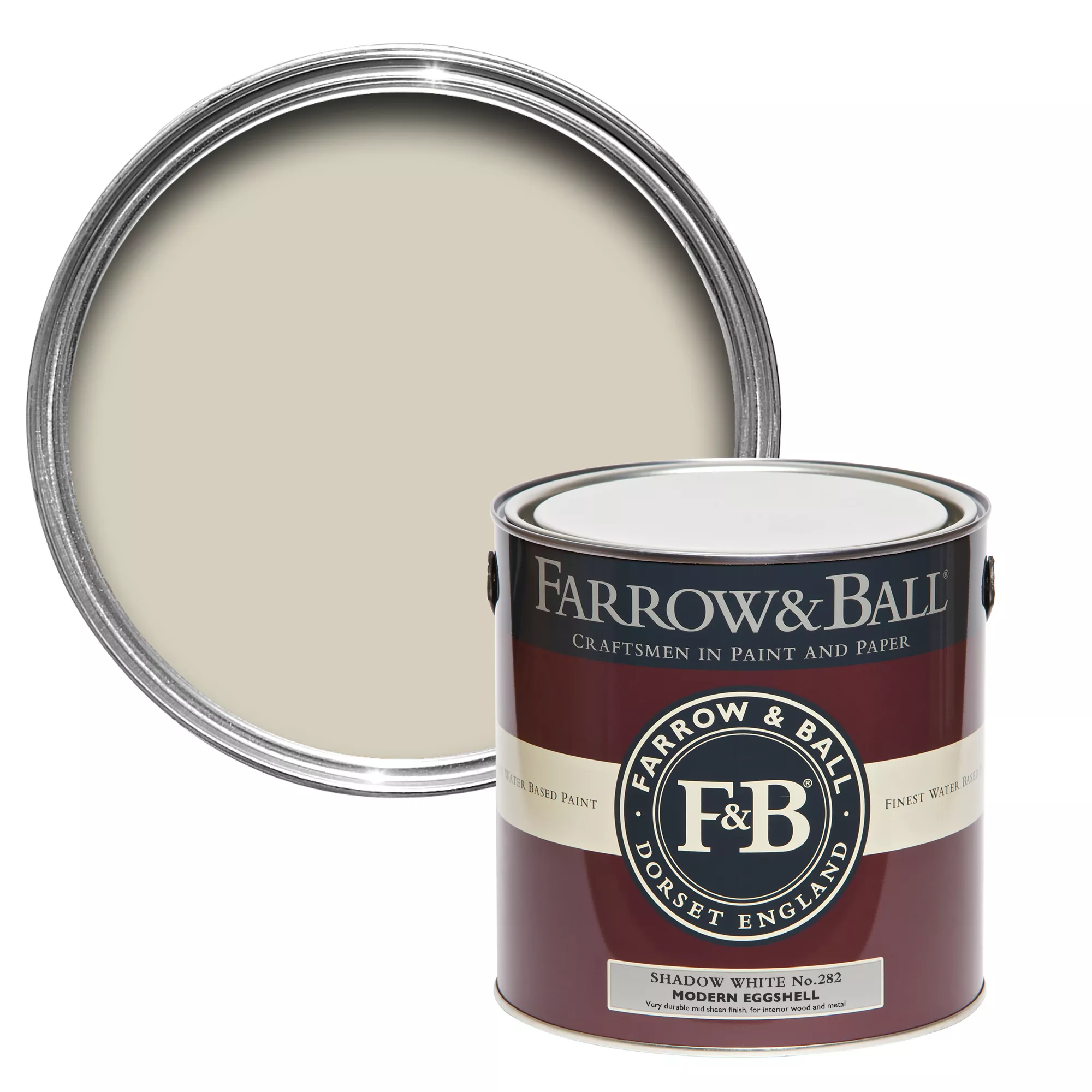 Farrow & Ball Modern Shadow White No.282 Eggshell Paint, 2.5L 3 Farrow & Ball Modern Shadow White No.282 Eggshell Paint, 2.5L