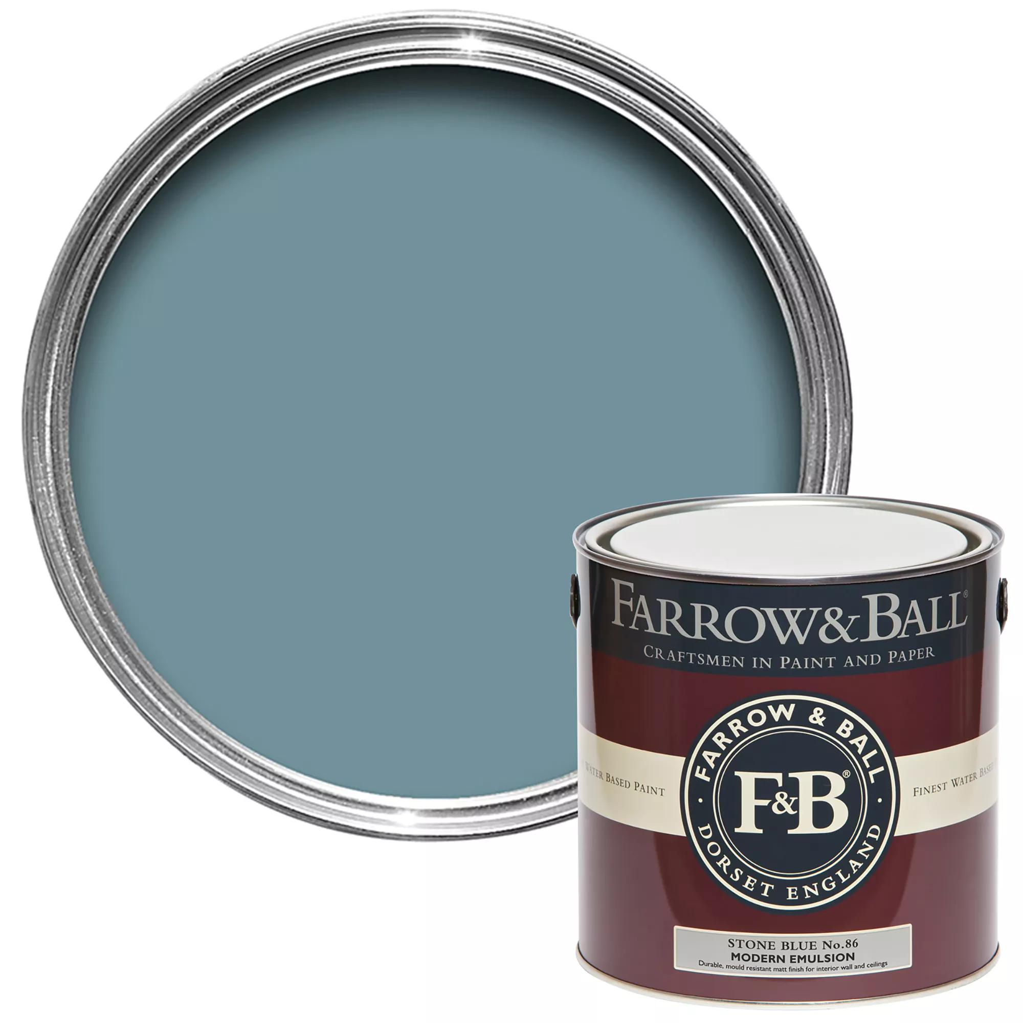 Farrow & Ball Modern Stone Blue No.86 Matt Emulsion Paint, 2.5L 3 Farrow & Ball Modern Stone Blue No.86 Matt Emulsion Paint, 2.5L
