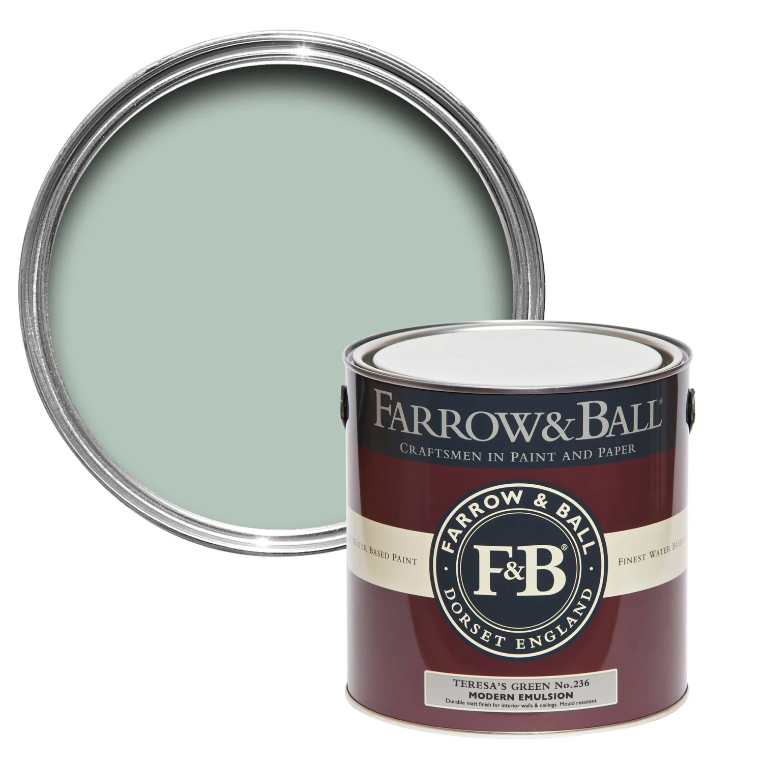 Farrow & Ball Modern Teresa Green No.236 Matt Emulsion Paint, 2.5L 3 Farrow & Ball Modern Teresa Green No.236 Matt Emulsion Paint, 2.5L