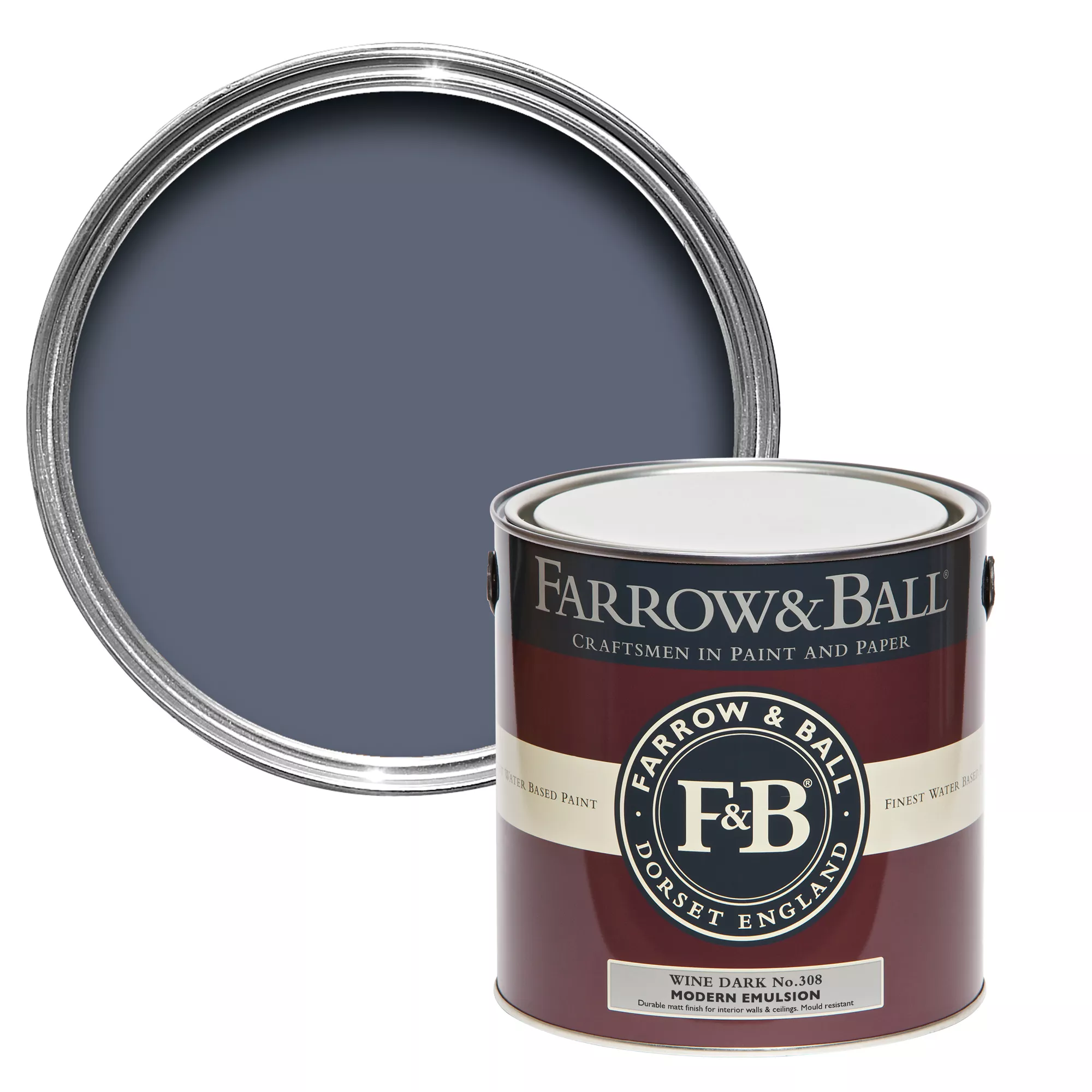 Farrow & Ball Modern Wine Dark No.308 Matt Emulsion Paint, 2.5L 3 Farrow & Ball Modern Wine Dark No.308 Matt Emulsion Paint, 2.5L