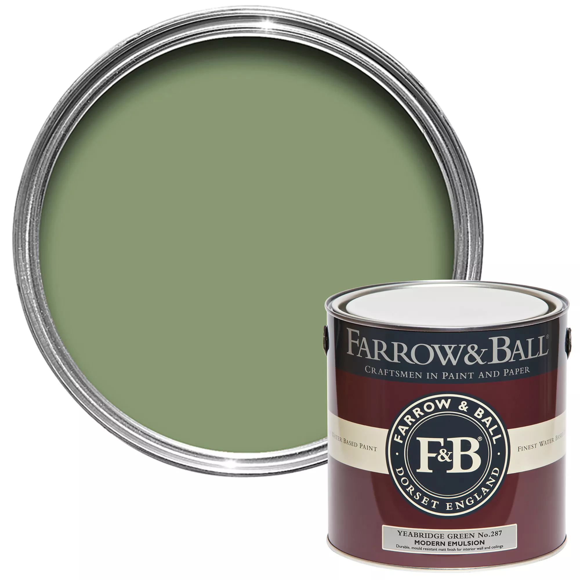 Farrow & Ball Modern Yeabridge Green No.287 Matt Emulsion Paint, 2.5L 3 Farrow & Ball Modern Yeabridge Green No.287 Matt Emulsion Paint, 2.5L