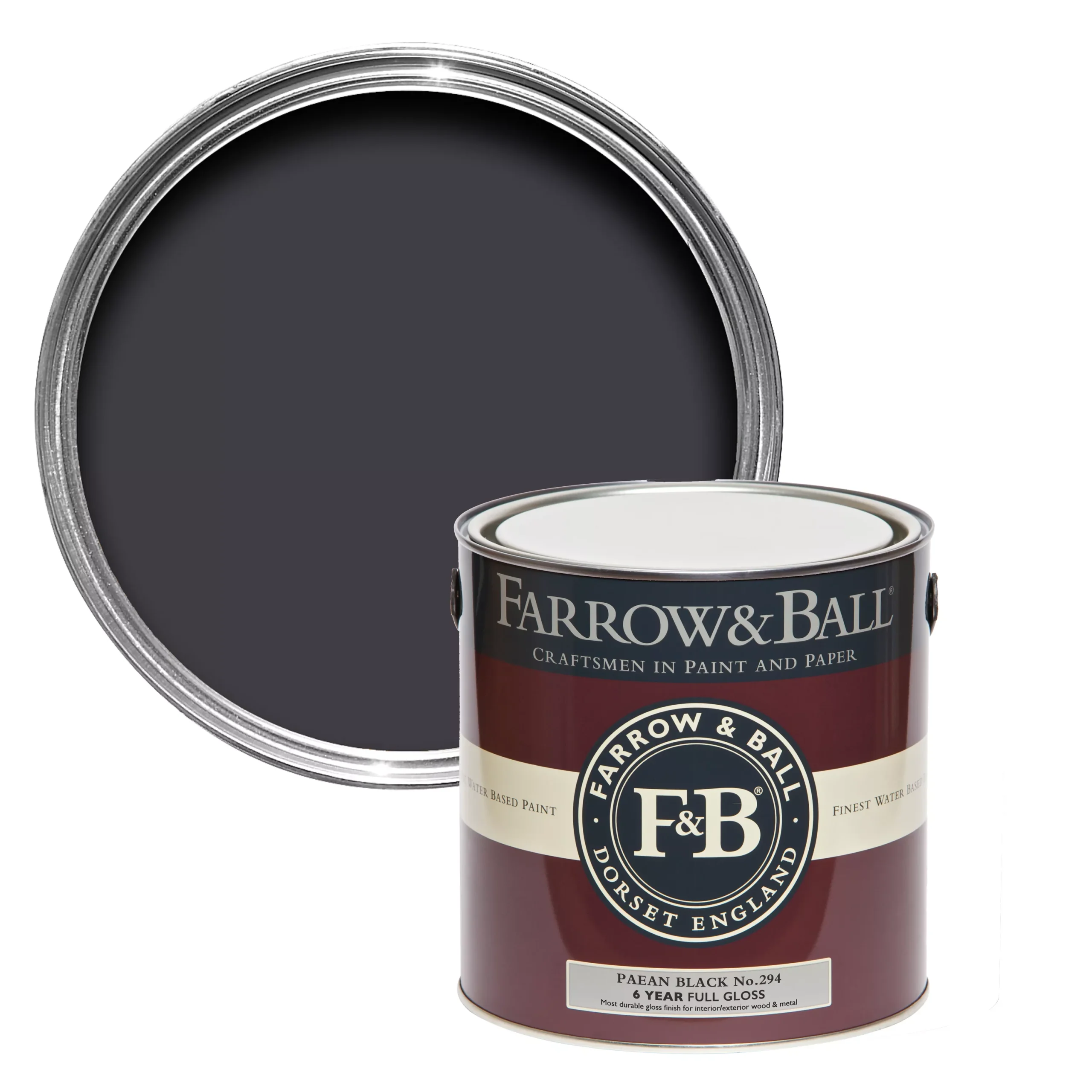 Farrow & Ball Paean Black No.294 Gloss Metal & Wood Paint, 2.5L 3 Farrow & Ball Paean Black No.294 Gloss Metal & Wood Paint, 2.5L
