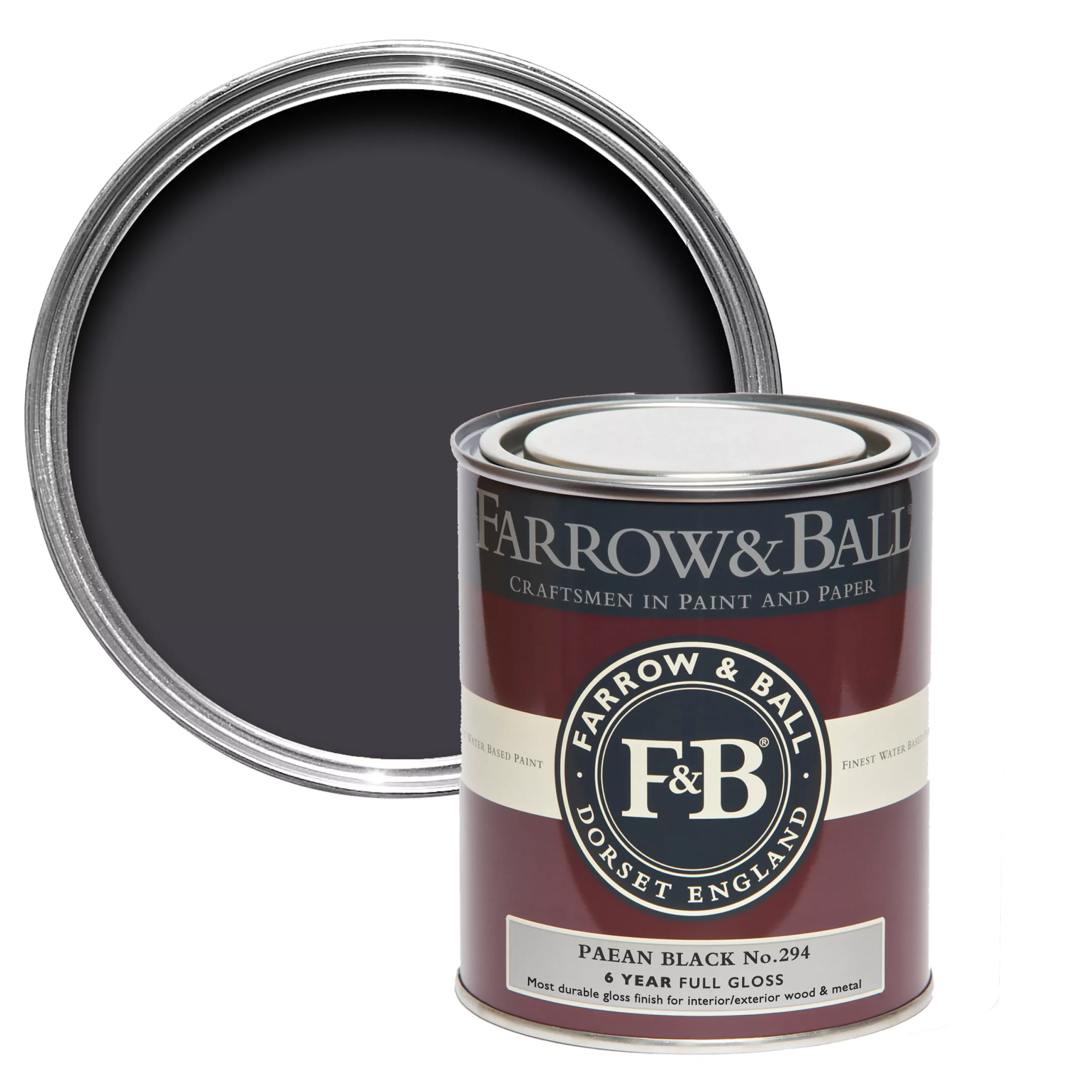 Farrow & Ball Paean Black No.294 Gloss Metal & Wood Paint, 750ml 3 Farrow & Ball Paean Black No.294 Gloss Metal & Wood Paint, 750ml
